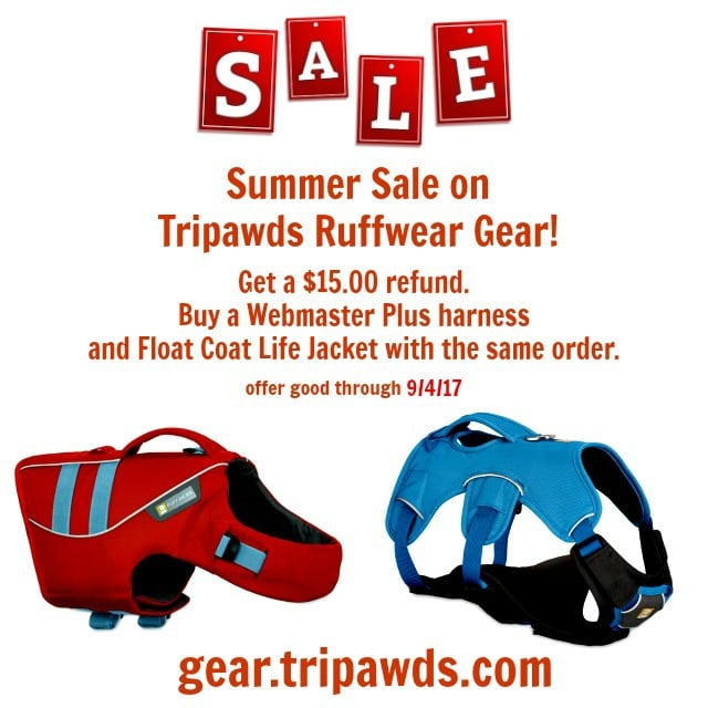 Tripawds Ruffwear Gear Sale of Harness and Float Coat Life Jacket