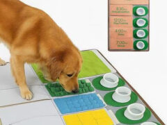 Nocciola Phone Alarm Clock Design Snuffle Mat Squeaky Game & Puzzle Dog Toy with Treat Pouch