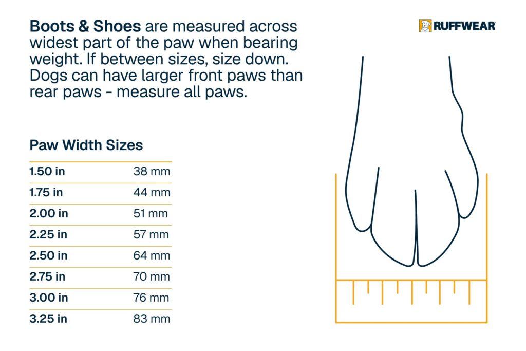 Ruffwear Dog Boots Measurement Chart